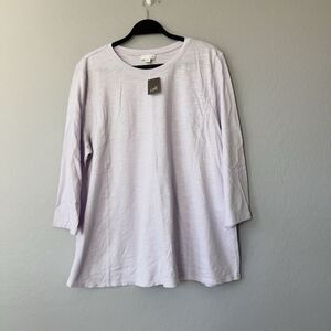 NWT J.Jill XLarge Lilac Light Purple 100% Pima‎ Cotton 3/4 Sleeve Top